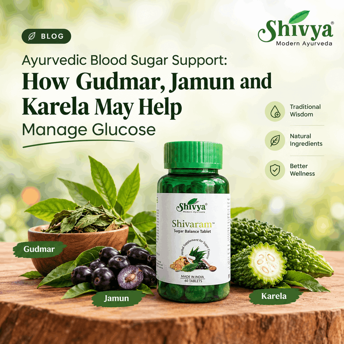Ayurvedic Blood Sugar Support with Shivaram Sugar Balance Tablets: How Gudmar, Jamun, and Karela Help Manage Glucose