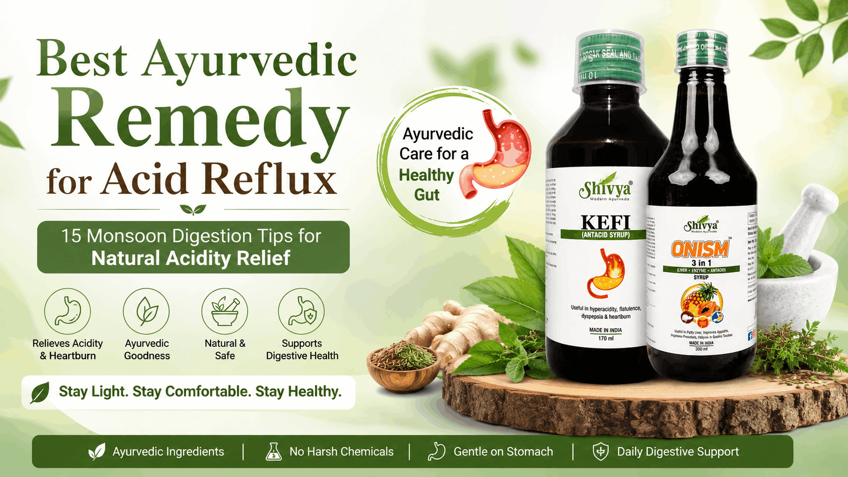 Best Ayurvedic Remedy for Acid Reflux: Shivya Onism 3 in 1 Fatty Liver Syrup