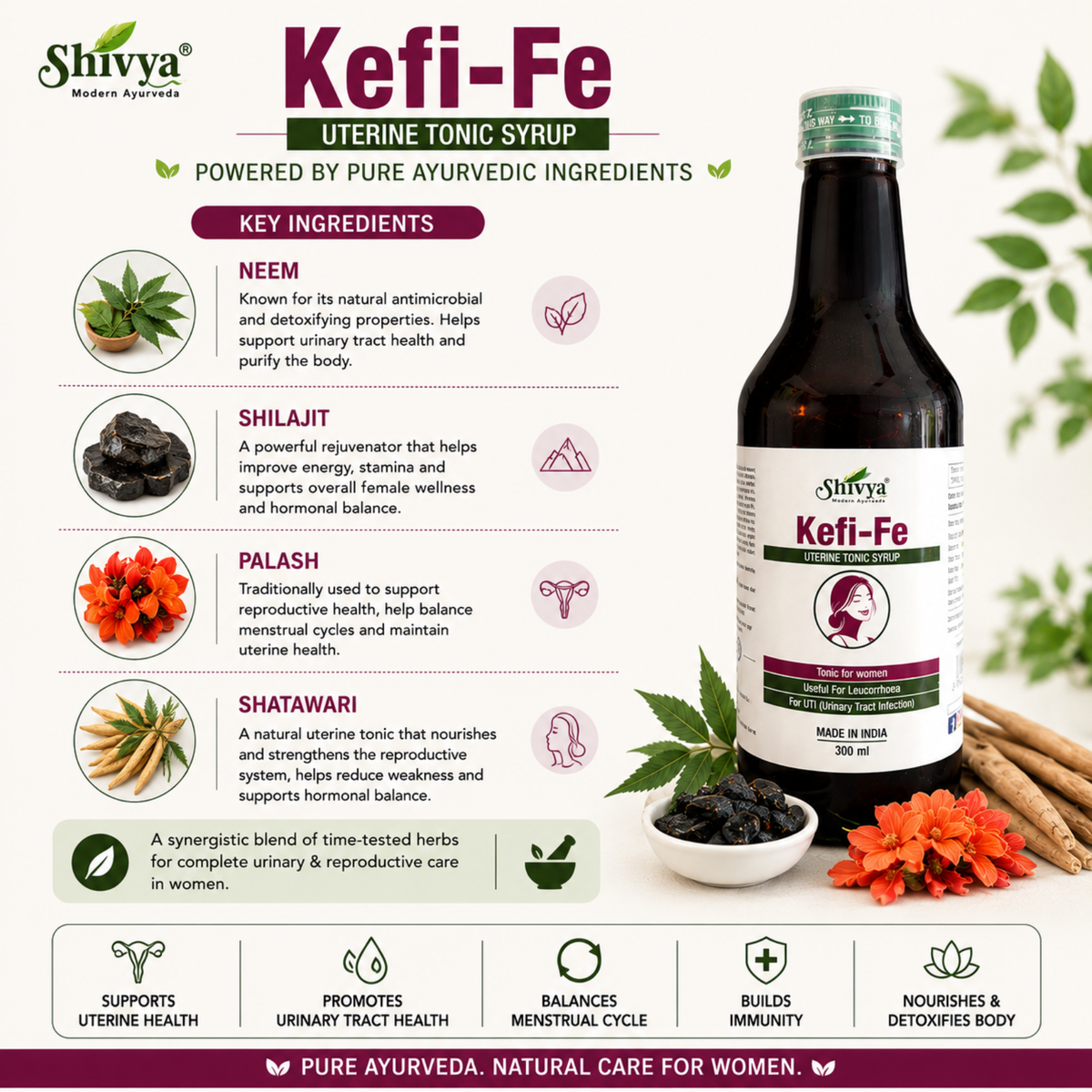Shivya Kefi Fe Tonic Syrup for UTI