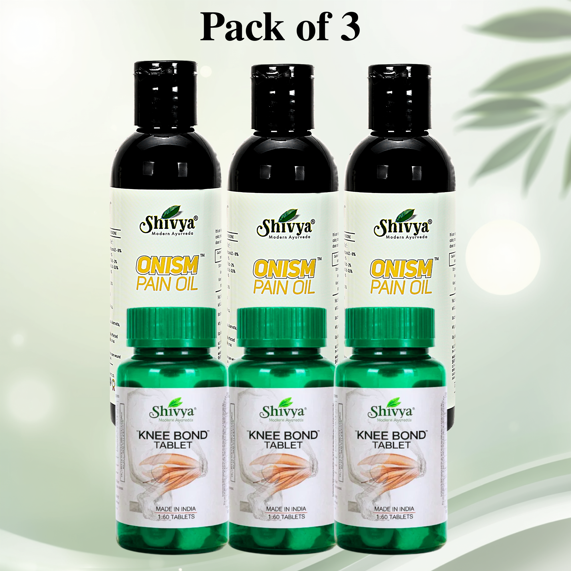 Shivya Onism Pain Oil & Shivya Knee Bond Tablets Combo