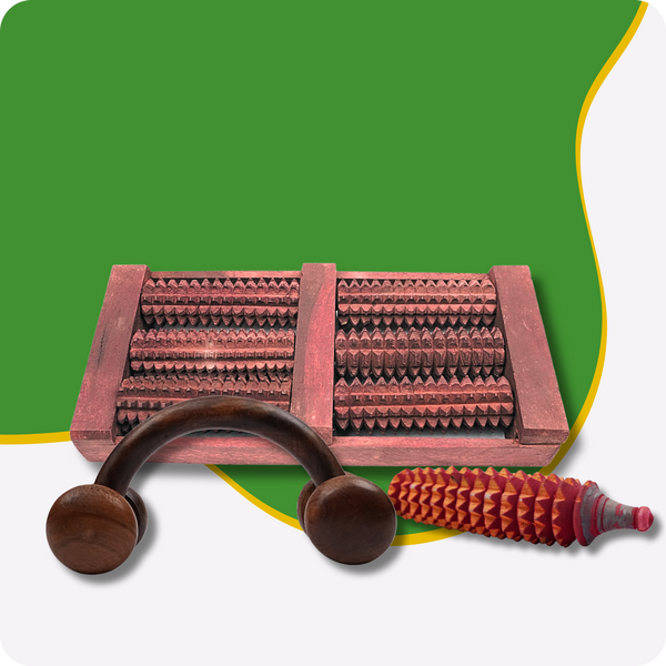 6 Roller Wooden Foot Massager ,  Karela Massager,  Wooden D-Handle Massager