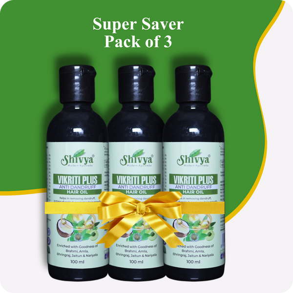 Vikriti Plus Anti Dandruff Hair Oil - Super Saver Pack of 3
