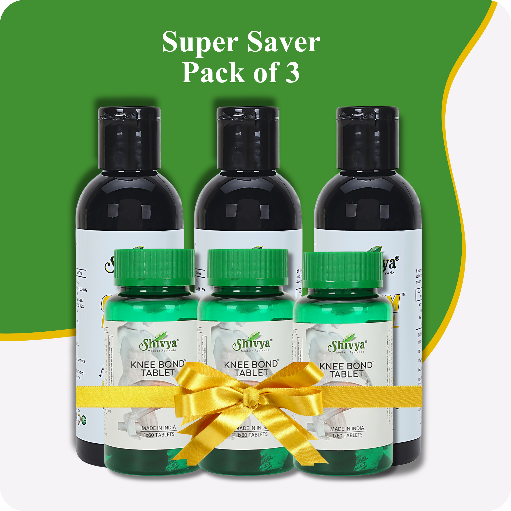 Onism Pain Oil & Knee Bond Tablets Combo - Super Saver Pack of 3