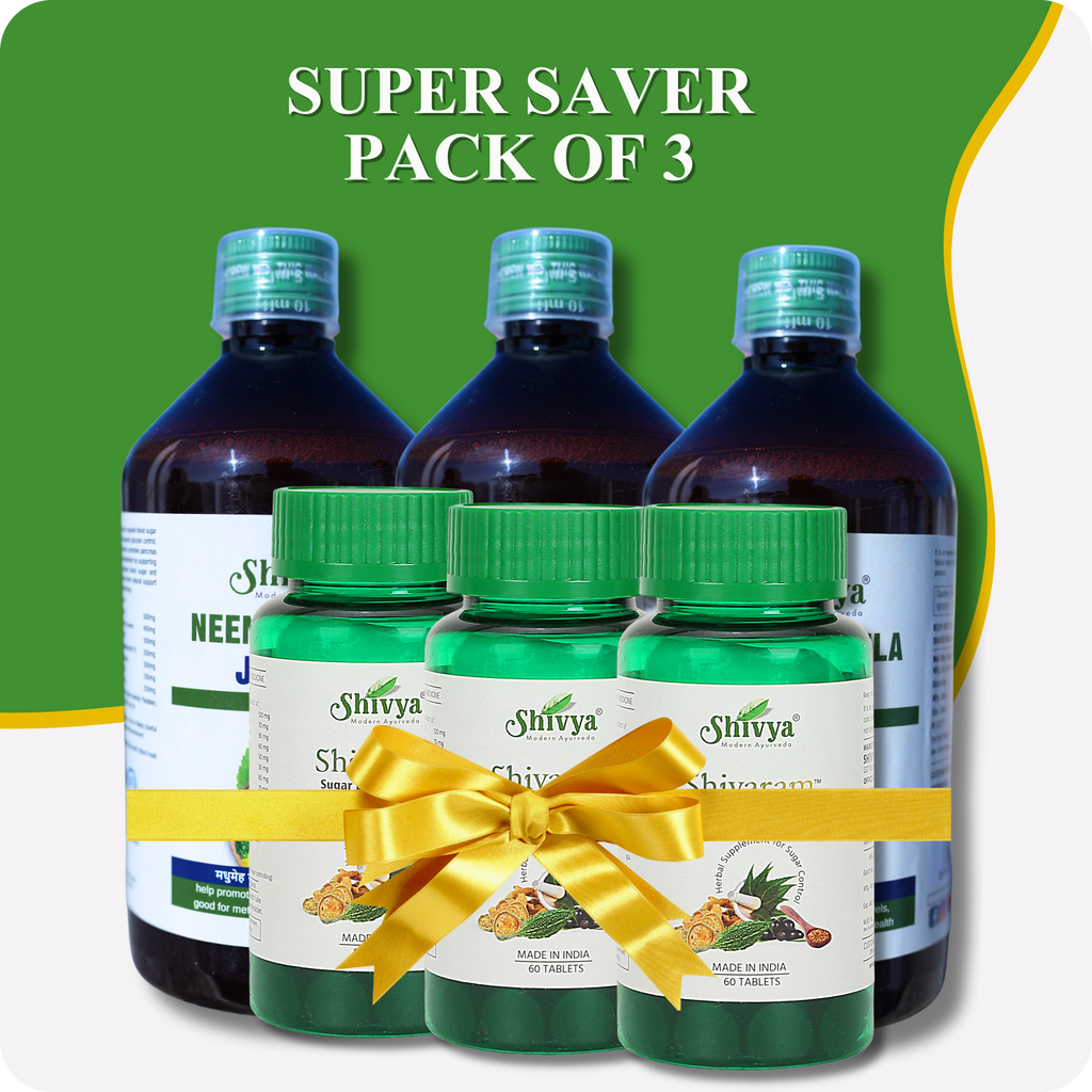 Sugar Balance Tablet and Neem Karela Jamun Ras Combo - Super Saver Pack of 3