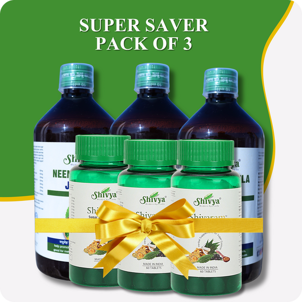 Sugar Balance Tablet and Neem Karela Jamun Ras Combo - Super Saver Pack of 3