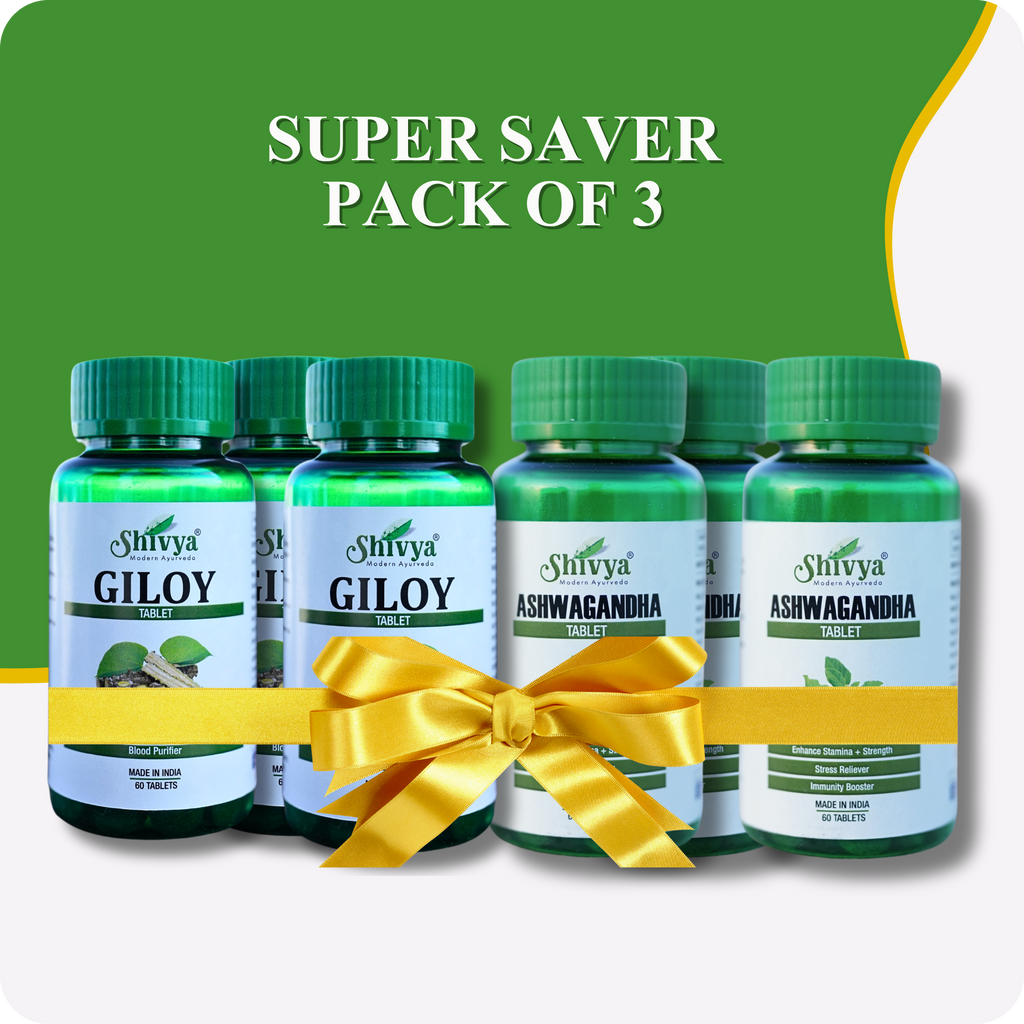 Giloy & Ashwagandha Tablets Combo - Super Saver Pack of 3