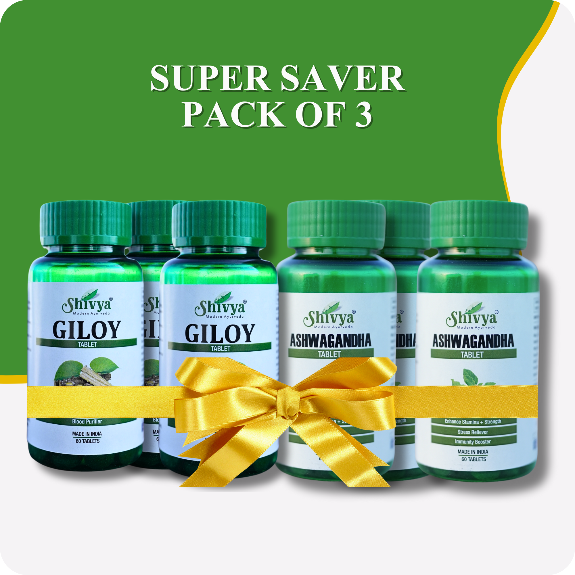 Giloy & Ashwagandha Tablets Combo - Super Saver Pack of 3