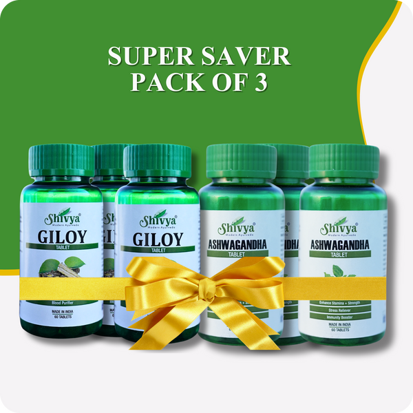 Giloy & Ashwagandha Tablets Combo - Super Saver Pack of 3