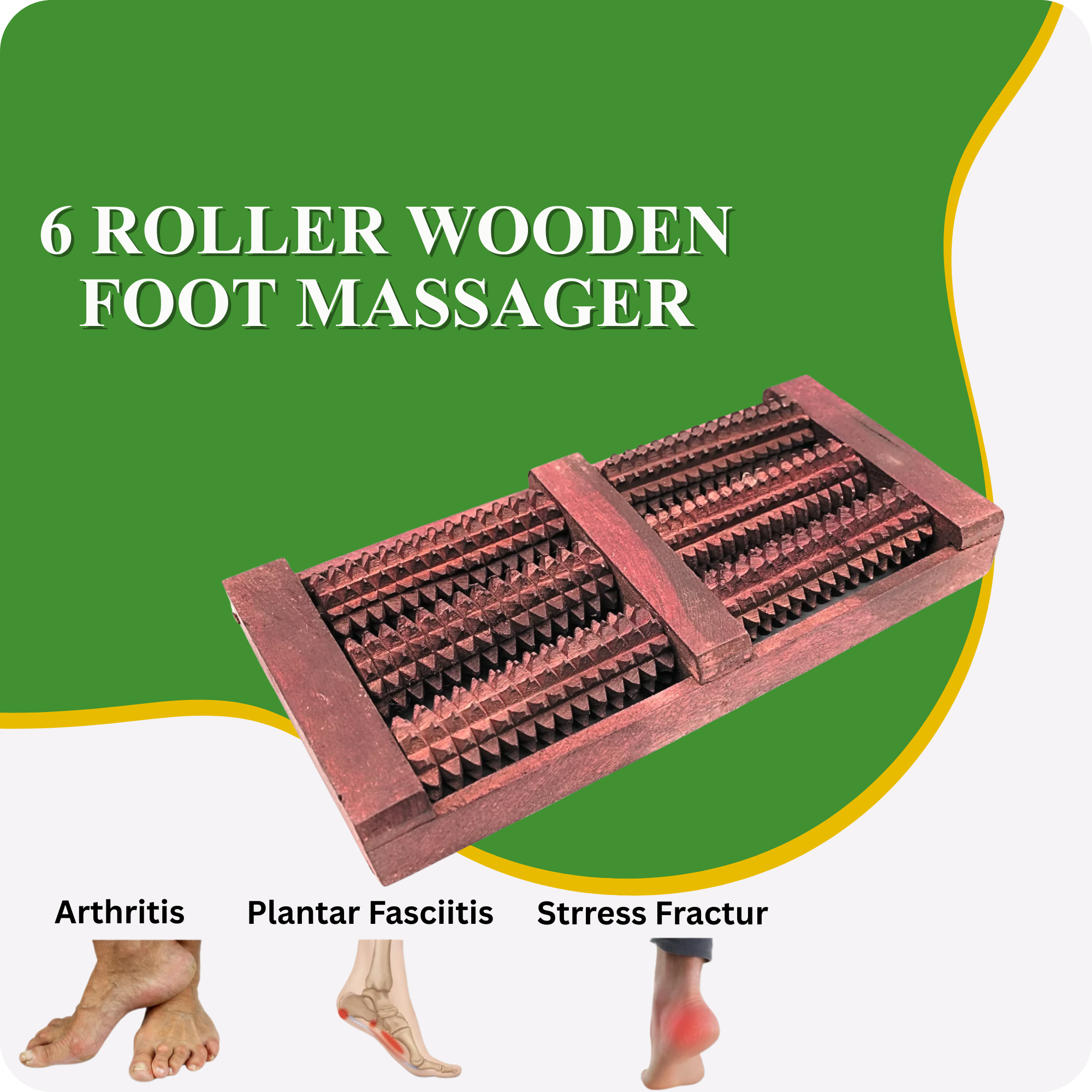 6 Roller Wooden Foot Massager – Your Natural Pain Relief Solution