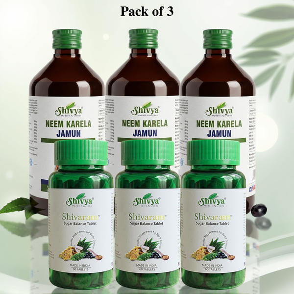 Sugar Balance Tablet and Neem Karela Jamun Ras Combo - Super Saver Pack of 3