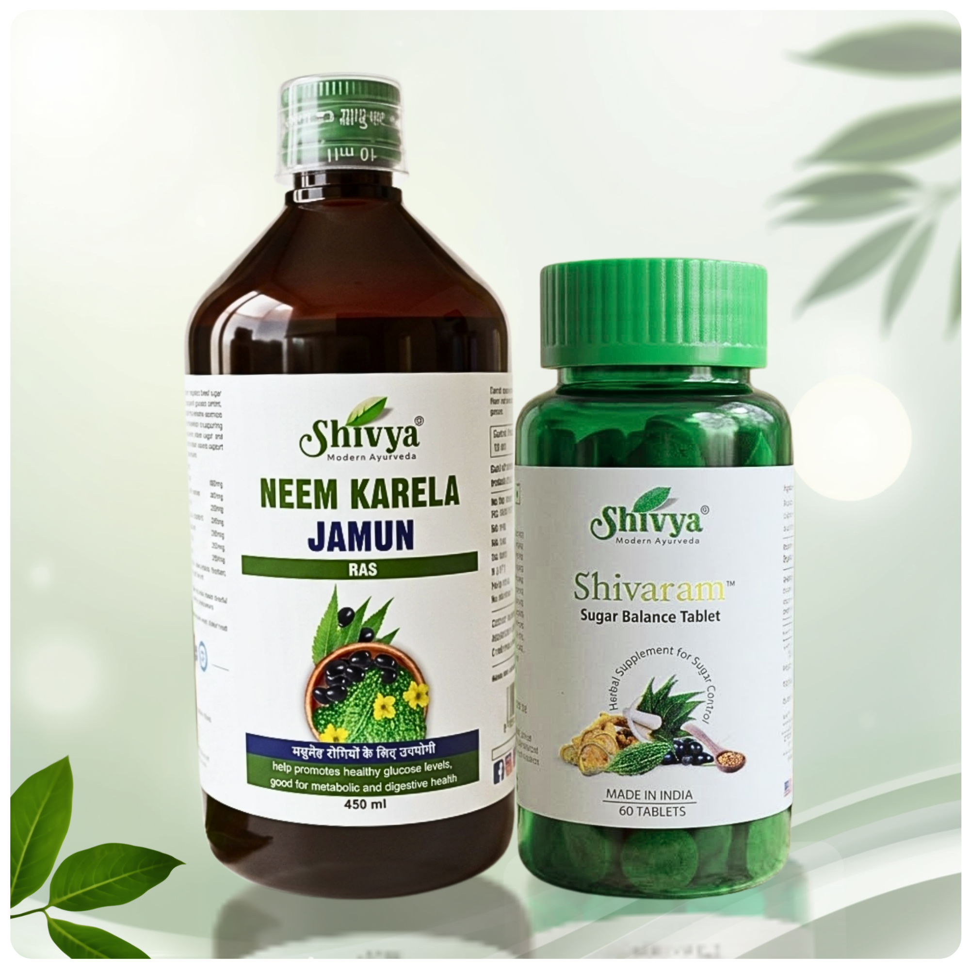 Shivya Sugar Balance Tablet and Shivya Neem Karela Jamun Ras Combo
