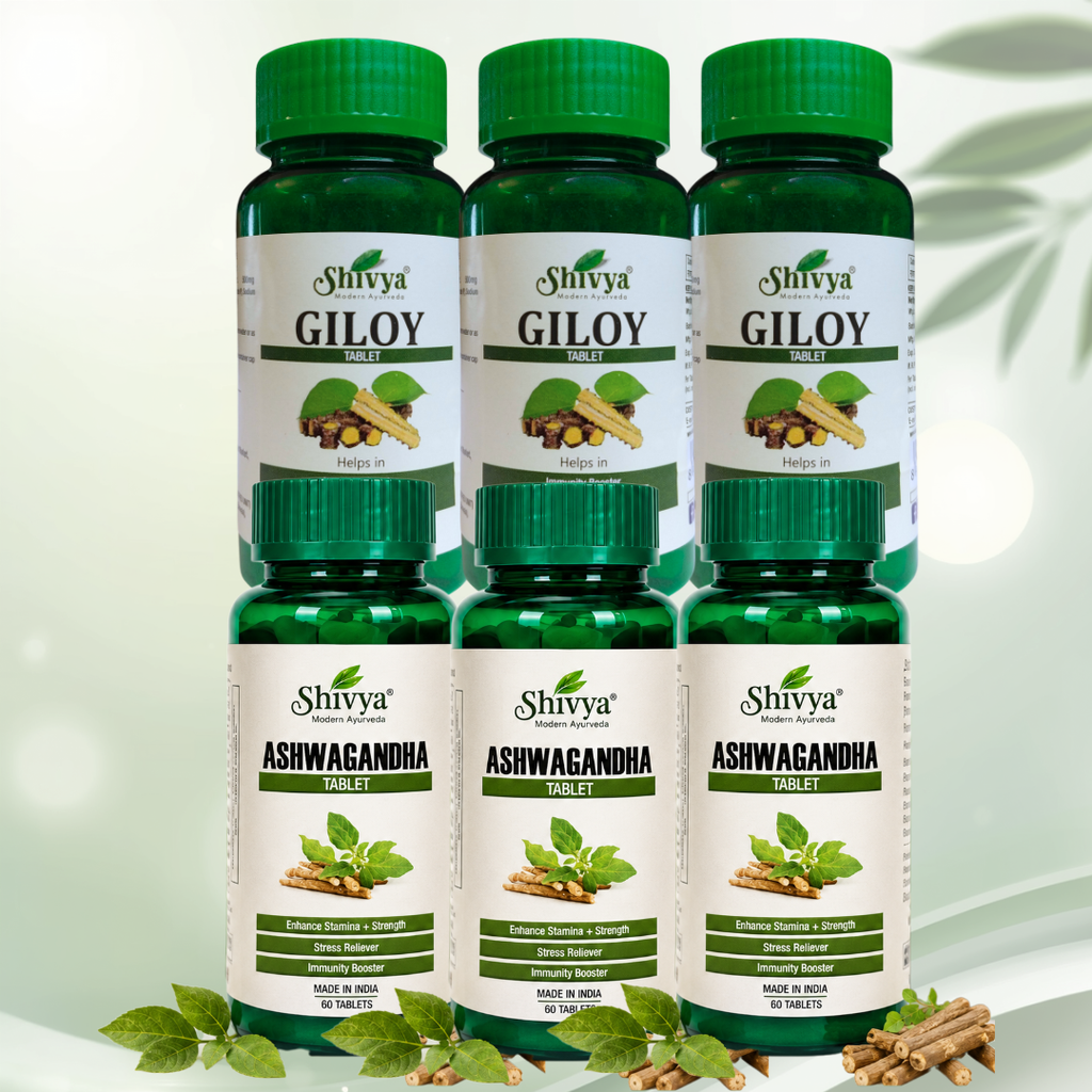 Giloy & Ashwagandha Tablets Combo - Super Saver Pack of 3
