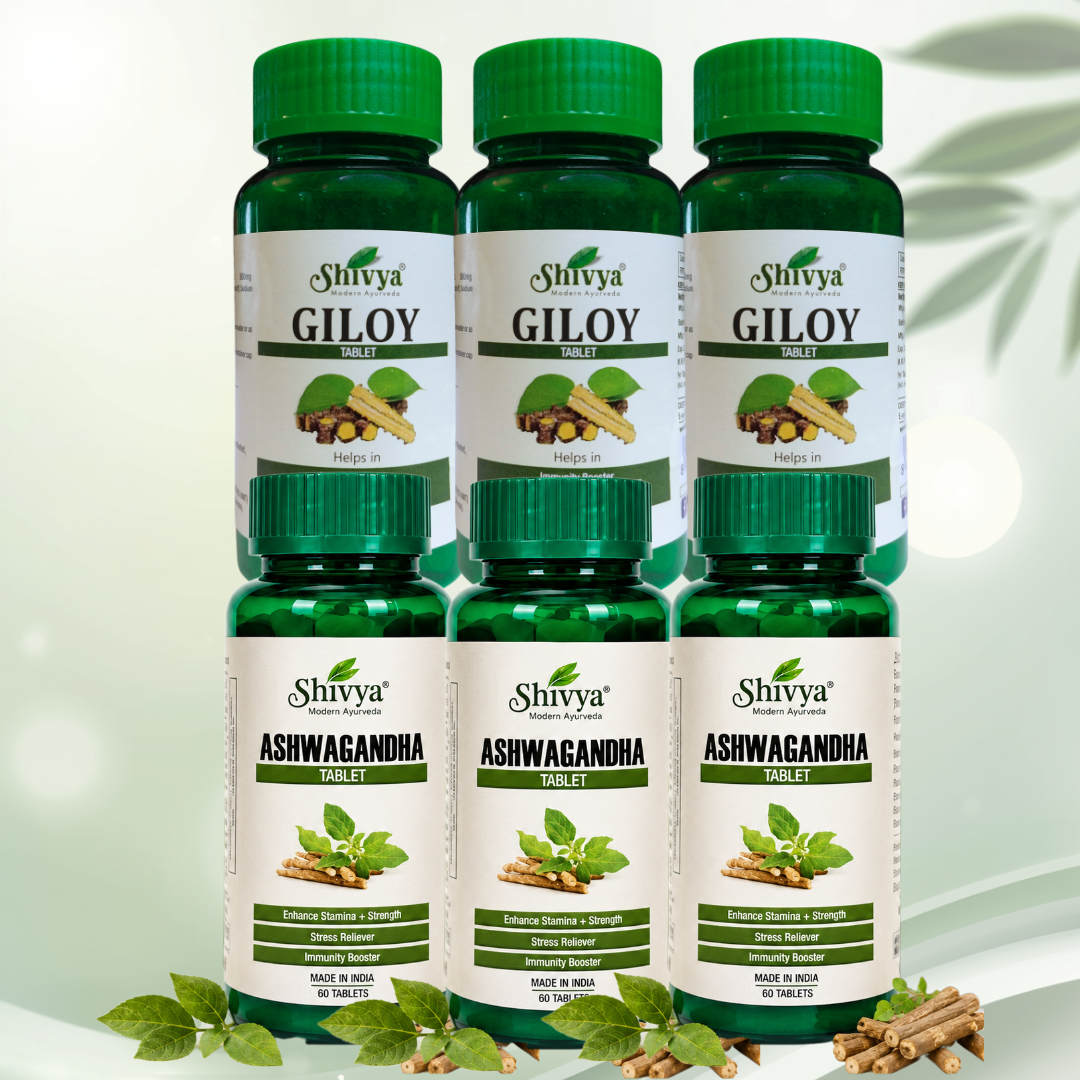 Giloy & Ashwagandha Tablets Combo - Super Saver Pack of 3