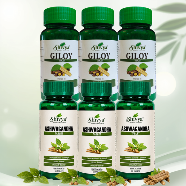 Giloy & Ashwagandha Tablets Combo - Super Saver Pack of 3