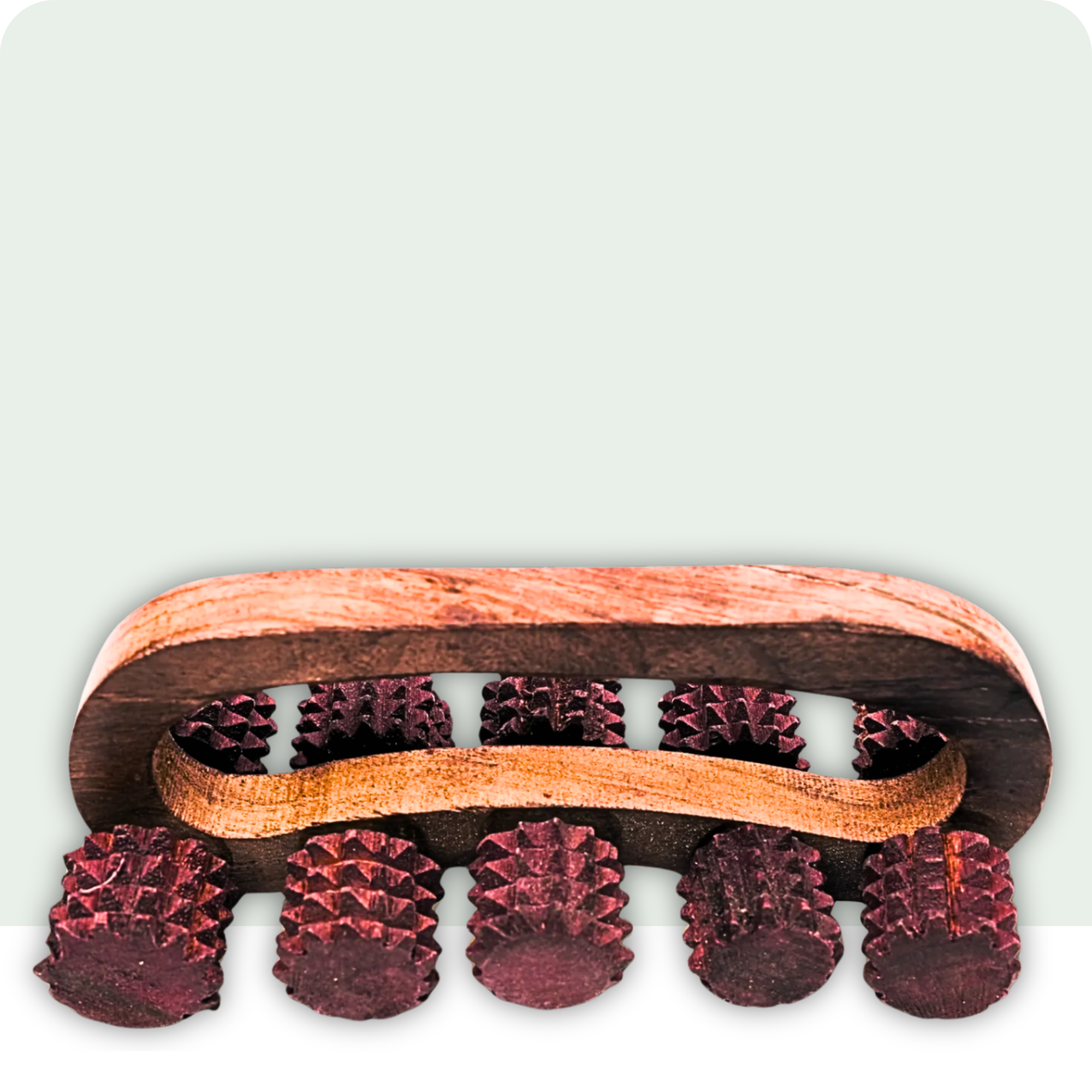 Wooden Acupressure Back Massager – Multi-Purpose Pain Relief Tool with 10 Rollers