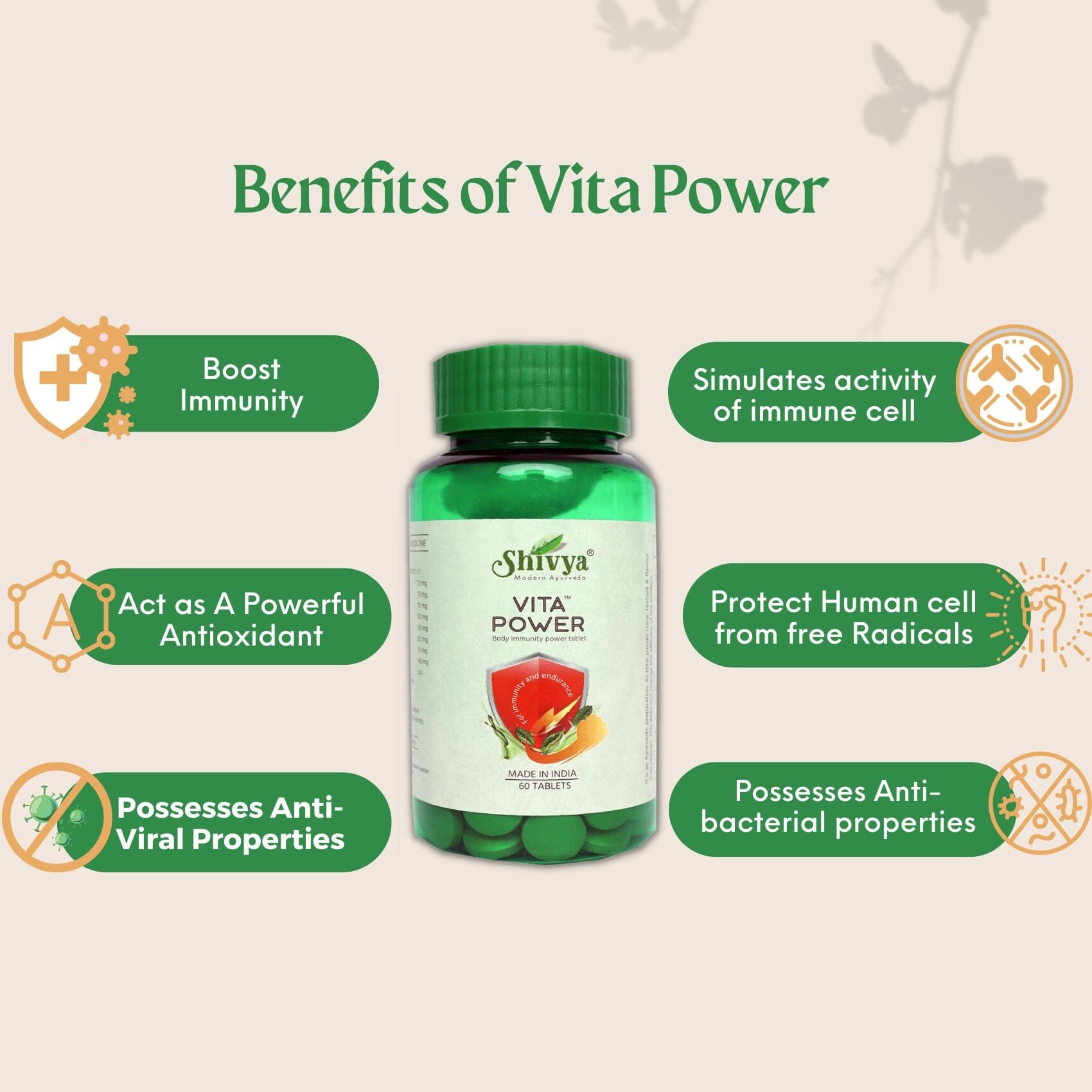 Shivya Ayurvedic Vita Power - Body Immunity Booster, 60 Tablets Shivyahealthcare 